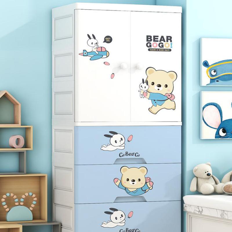 Simple Wardrobe Children&s Wardrobe Modern Cartoon Baby Wardrobe Bedroom Household Storage Cabinet